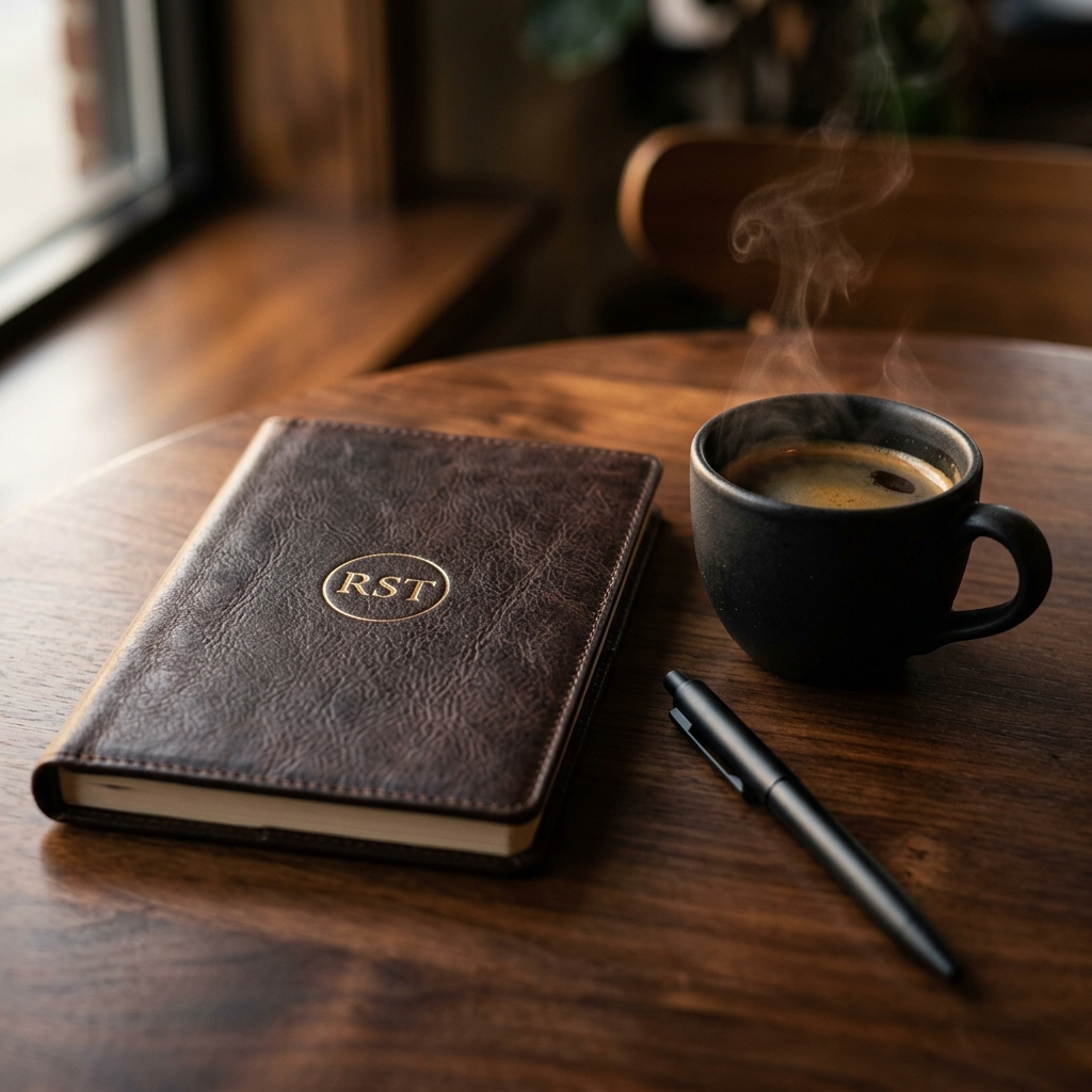 Premium Notebook and Coffee